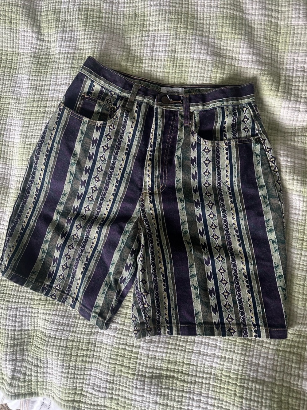 90s patterned denim shorts